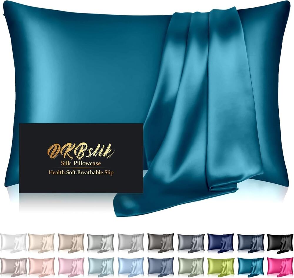 Mulberry Silk Pillowcase Standard Size Teal Anti-Acne Hair Skin Satin Sleep
